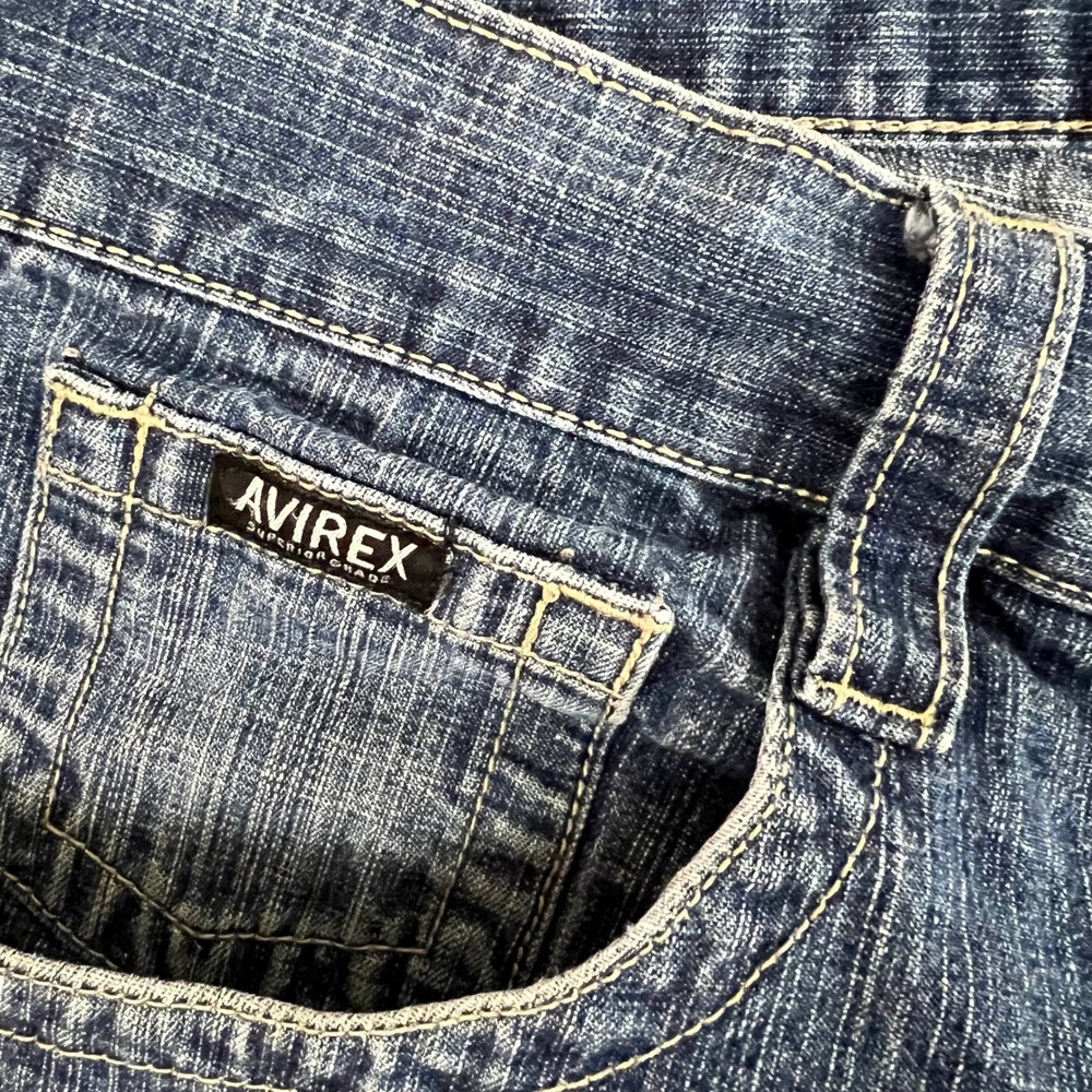 Vintage Y2K Avirex Baggy Denim Shorts Mens 40 Faded Patina Skater Grunge - Picture 5 of 10